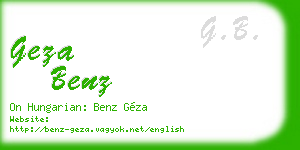 geza benz business card